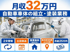 上三川町×寮費無料※諸条件あり◆自動車車体の組立・塗装業務／土日休みの詳細画像