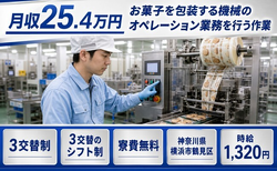 横浜市鶴見区×寮費補助あり◆お菓子の包装する機械のオペレーション業務を行う作業／3交替制の詳細画像