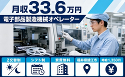 鯖江市×寮費無料◆電子部品の製造機械オペレーター／月収例33.6万円の詳細画像