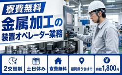 うきは市×寮費無料◆金属の加工の装置オペレーター業務／土日休み・時給1,800円の詳細画像
