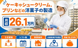 【寮費無料】神戸市西区でプリンなどの洋菓子の製造｜車通勤OK・前払いOKの詳細画像
