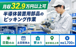 半導体装置用部品のピッキング作業（岩手県北上市）寮費補助ありで時給1,700円の詳細画像