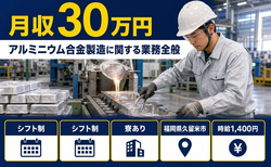 住み込みで働けるアルミニウム合金の業務全般＜福岡県久留米市＞寮完備・月収例30万円の詳細画像