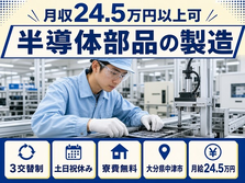 中津市へ引っ越して半導体部品の製造◎寮費補助あり・月給24.5万円・土日祝休みの詳細画像