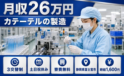 住まいも仕事も富士宮市で◆カテーテルの製造｜寮費無料・土日祝休みの詳細画像