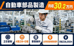 住まいも仕事も飯豊町で◆自動車部品の製造｜寮費無料・月収例30.2万円の詳細画像