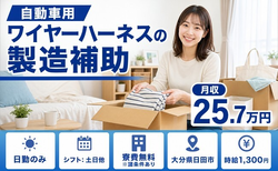 自動車用ワイヤーハーネスの製造補助（大分県日田市）寮費無料※諸条件ありで日勤専属の詳細画像