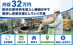粉状の原材料の投入し機械（神奈川県相模原市中央区）寮完備で月収例32万円の詳細画像