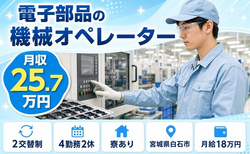 宮城県白石市の寮完備求人！電子部品のオペレーター・未経験OK・車通勤OKの詳細画像