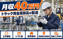 北茨城市×寮費無料◆トラック自動車用の金属部品の製造／月収例40万円の詳細画像