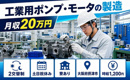 【寮完備】摂津市で工業用ポンプ・モータの検査｜土日祝休み・未経験OK・正社員の詳細画像