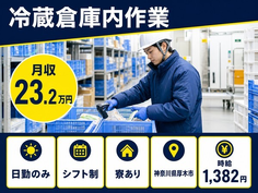 厚木市×寮完備◆冷蔵倉庫内作業／日勤のみ・送迎あり・車通勤OKの詳細画像