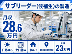 川崎市中原区×寮完備◆サブリーダー(候補生)の製造／月収例28.6万円・土日休みの詳細画像