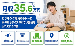 住まいも仕事も大衡村で◆電子部品の仕分け・ピッキング｜寮完備・土日休みの詳細画像