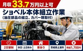ショベル本体の組立作業(油圧部品の組立、カバー類取付)（茨城県土浦市）寮完備で土日休みの詳細画像
