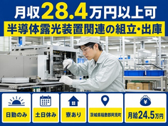 茨城県阿見町の寮完備求人！半導体露光装置関連の組立・出庫・日勤専属・土日休みの詳細画像