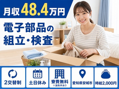 愛知県安城市の寮費無料※諸条件あり求人！電子部品の組立・検査・土日休みの詳細画像