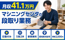【寮費無料】刈谷市でマシニングセンタの段取り業務｜土日休み・日勤のみ・月収例41.1万円の詳細画像
