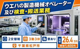 松戸市へ引っ越してウエハの製造機械オペレーター及び検査・搬送業務◎寮完備・送迎ありの詳細画像