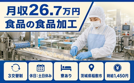 稲敷市へ引っ越して食品の食品の加工◎寮完備・土日休み・未経験OKの詳細画像