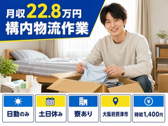 住み込みで働ける構内物流作業＜大阪府摂津市＞寮完備・土日休み・日勤のみの詳細画像