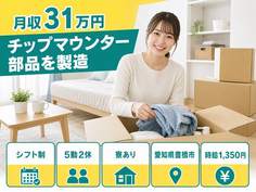 豊橋市×寮完備◆チップマウンター部品の製造／土日休み・月収例31万円・未経験OKの詳細画像