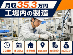 住まいも仕事も高浜市で◆工場内の製造｜寮費無料・土日休みの詳細画像