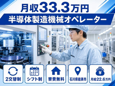 能美市×寮費補助あり◆半導体の製造機械オペレーター／月収例33.3万円の詳細画像