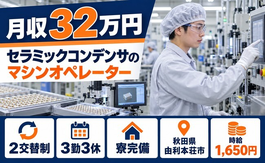 【寮完備】由利本荘市でセラミックコンデンサの各工程のマシンオペレータ—｜月収例32万円の詳細画像