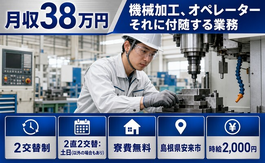 機械の加工、オペレーターそれに付随する業務（島根県安来市）寮費無料で土日休みの詳細画像