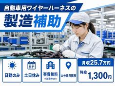 日田市へ引っ越して自動車用ワイヤーハーネスの製造補助◎寮費無料※諸条件あり・日勤専属の詳細画像