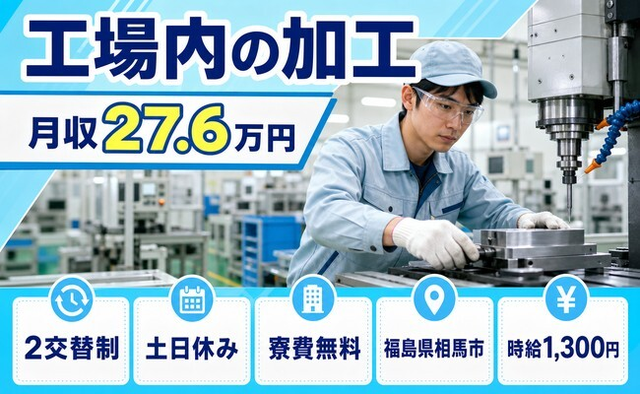 住まいも仕事も相馬市で◆工場内の加工｜寮費無料・土日休みの詳細画像