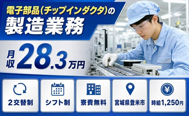 住まいも仕事も登米市で◆電子部品(チップインダクタ)の製造業務｜寮費無料・未経験OKの詳細画像