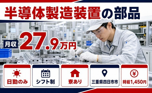 四日市市へ引っ越して半導体の製造装置の部品◎寮完備・日勤のみ・未経験OKの詳細画像