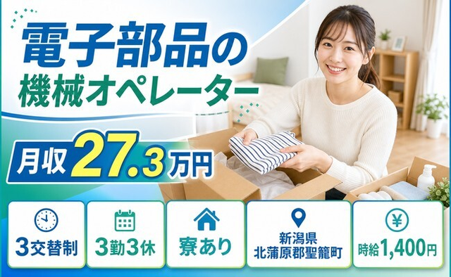 聖籠町へ引っ越して半導体製品の製造◎寮完備・日勤のみ・未経験OKの詳細画像