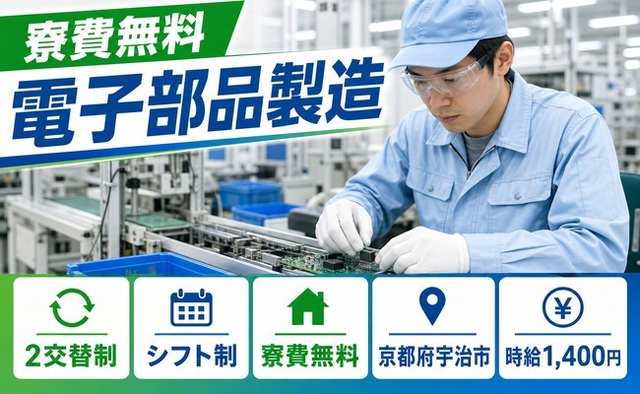 住まいも仕事も宇治市で◆電子部品の製造｜寮費無料・時給1,400円の詳細画像