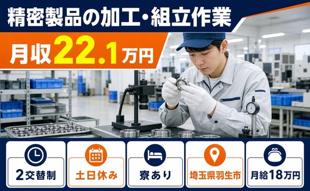 住まいも仕事も羽生市で◆精密製品の検査｜寮完備・月給18万円の詳細画像