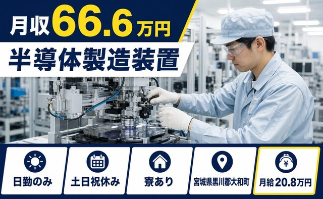 住まいも仕事も大和町で◆半導体の製造装置｜寮完備・月収例66.6万円の詳細画像