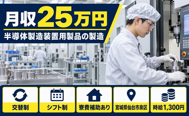 住み込みで働ける半導体の製造＜宮城県仙台市泉区＞寮費補助あり・土日休みの詳細画像