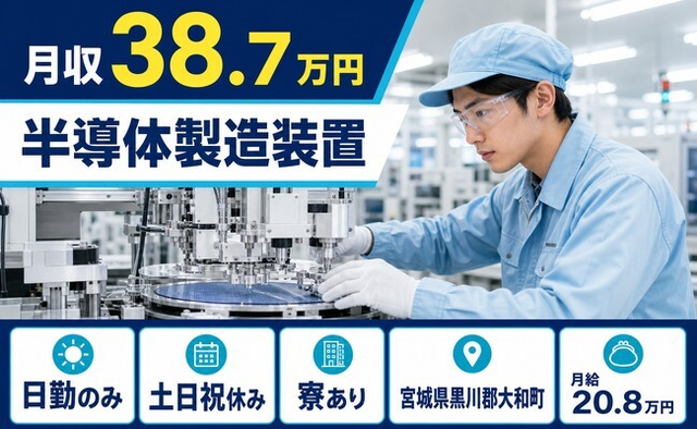 大和町へ引っ越して半導体の製造装置◎寮完備・月収例38.7万円・土日祝休みの詳細画像
