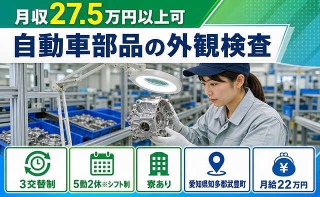 自動車部品の外観の検査（愛知県武豊町）寮完備で未経験OK・送迎ありの詳細画像