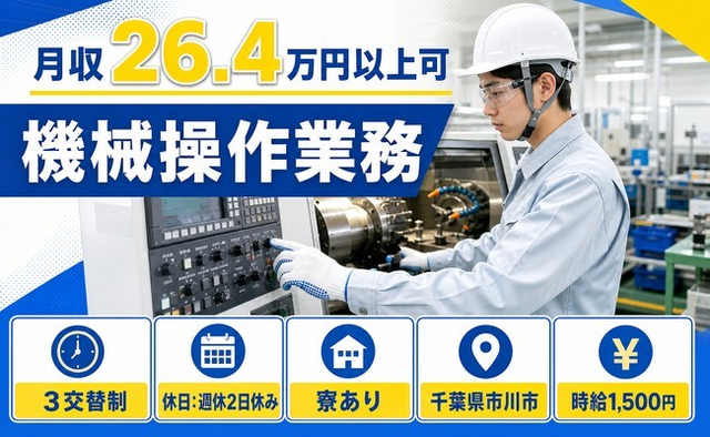 住まいも仕事も市川市で◆機械の操作業務｜寮完備・時給1,500円の詳細画像