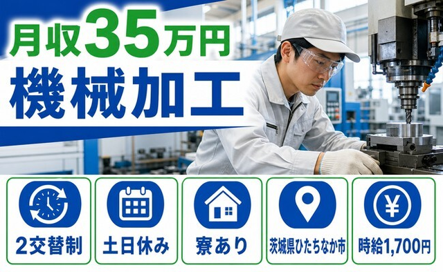 住み込みで働ける機械の加工＜茨城県ひたちなか市＞寮完備・土日休み・月収例35万円の詳細画像
