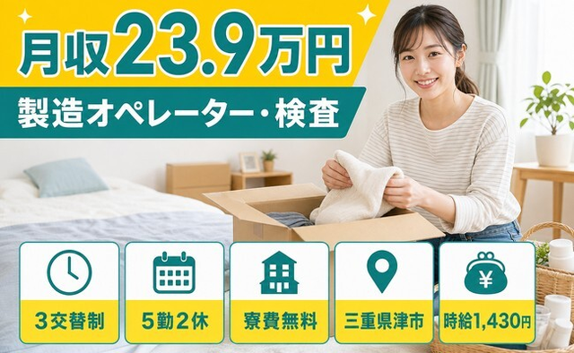 津市×寮費補助あり◆電子部品の製造オペレーター・検査／土日休みの詳細画像